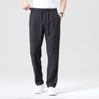 men's relaxed fit linen drawstring trousers in black
