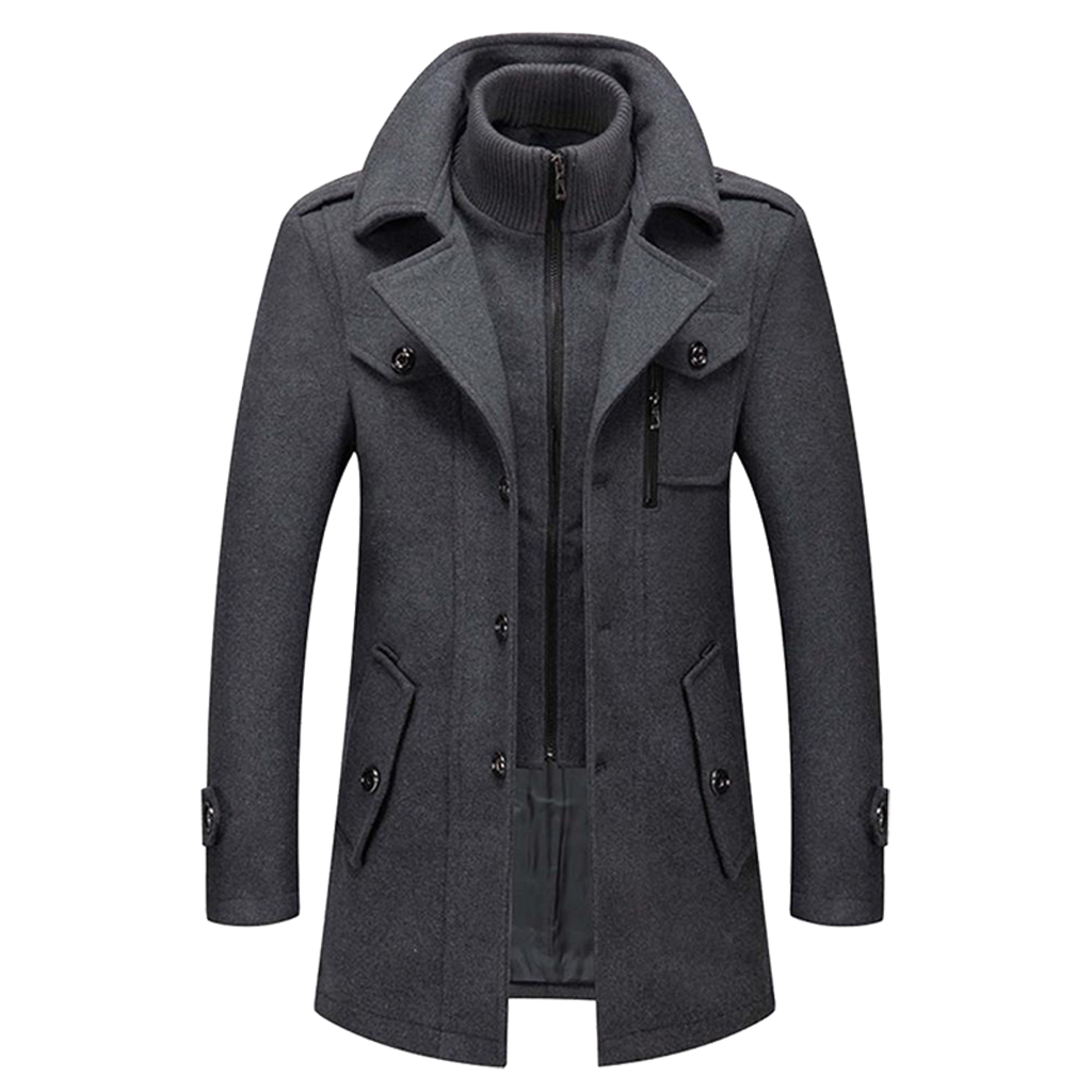 men's relaxed fit long overcoat in gray
