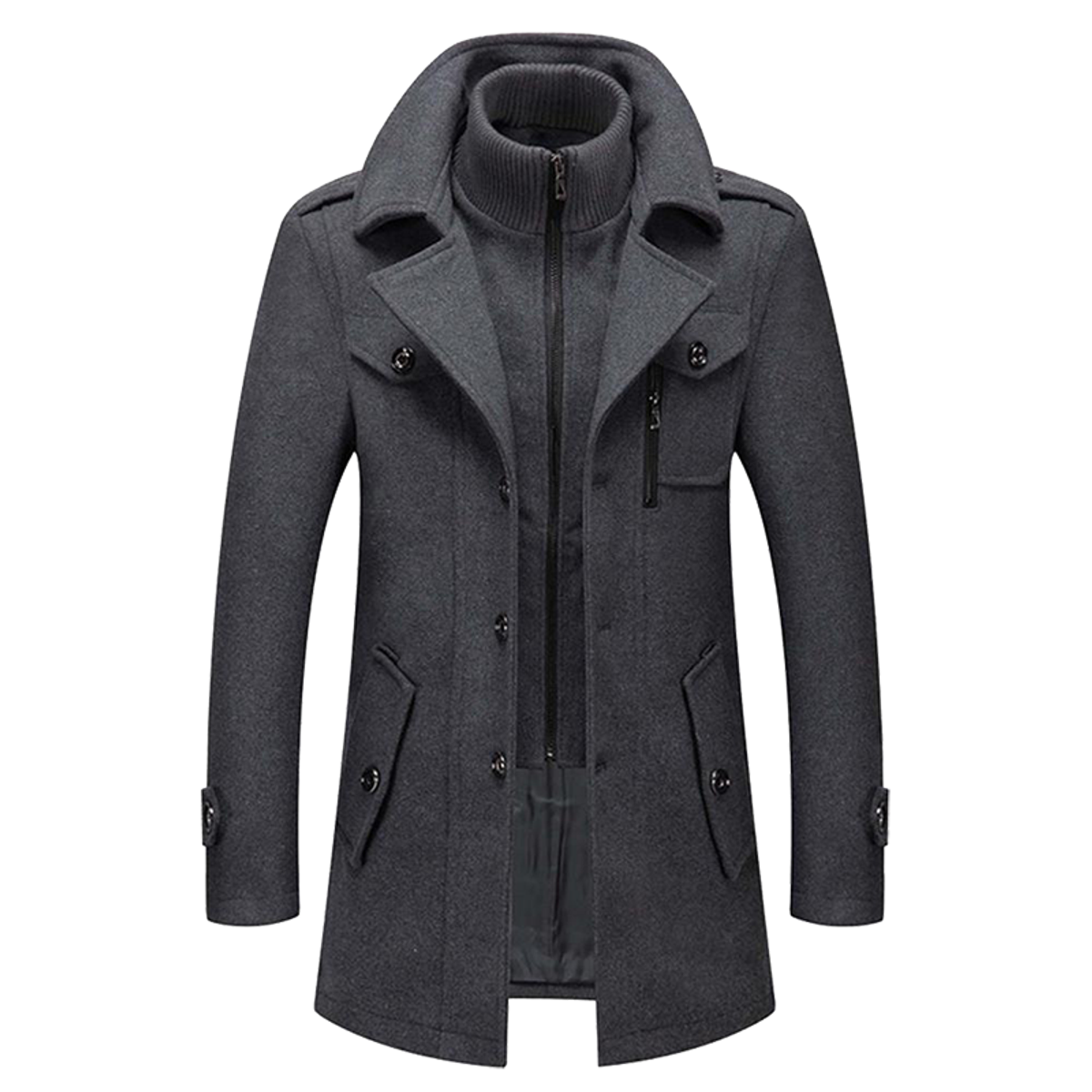 men's relaxed fit long overcoat in gray