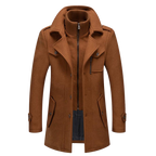 men's relaxed fit long overcoat in brown