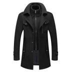 men's relaxed fit long overcoat in black