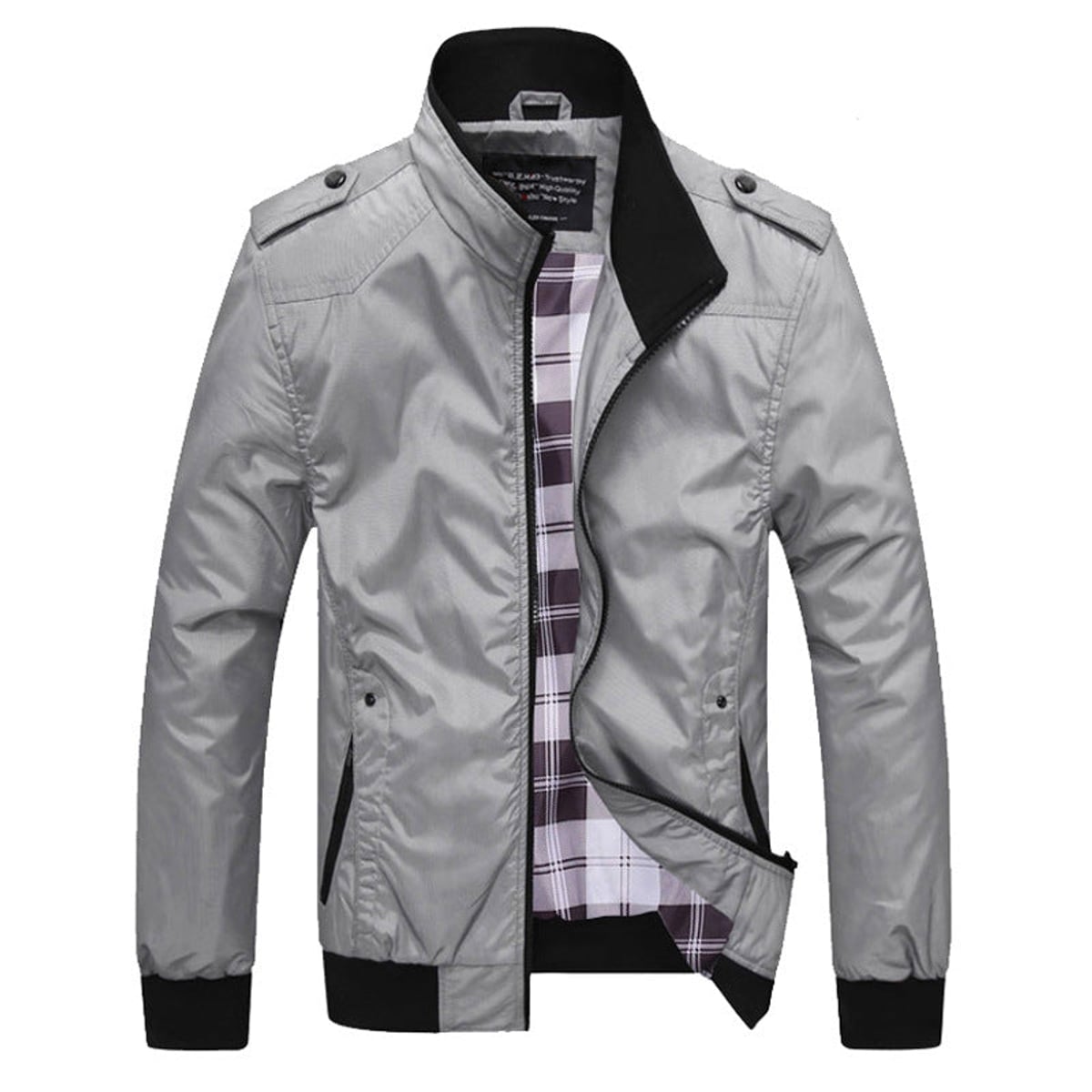 men's relaxed fit long sleeve jacket gray