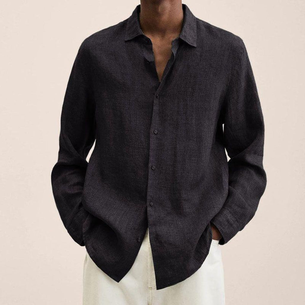 men's relaxed fit long sleeve shirt in black