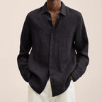 men's relaxed fit long sleeve shirt in black