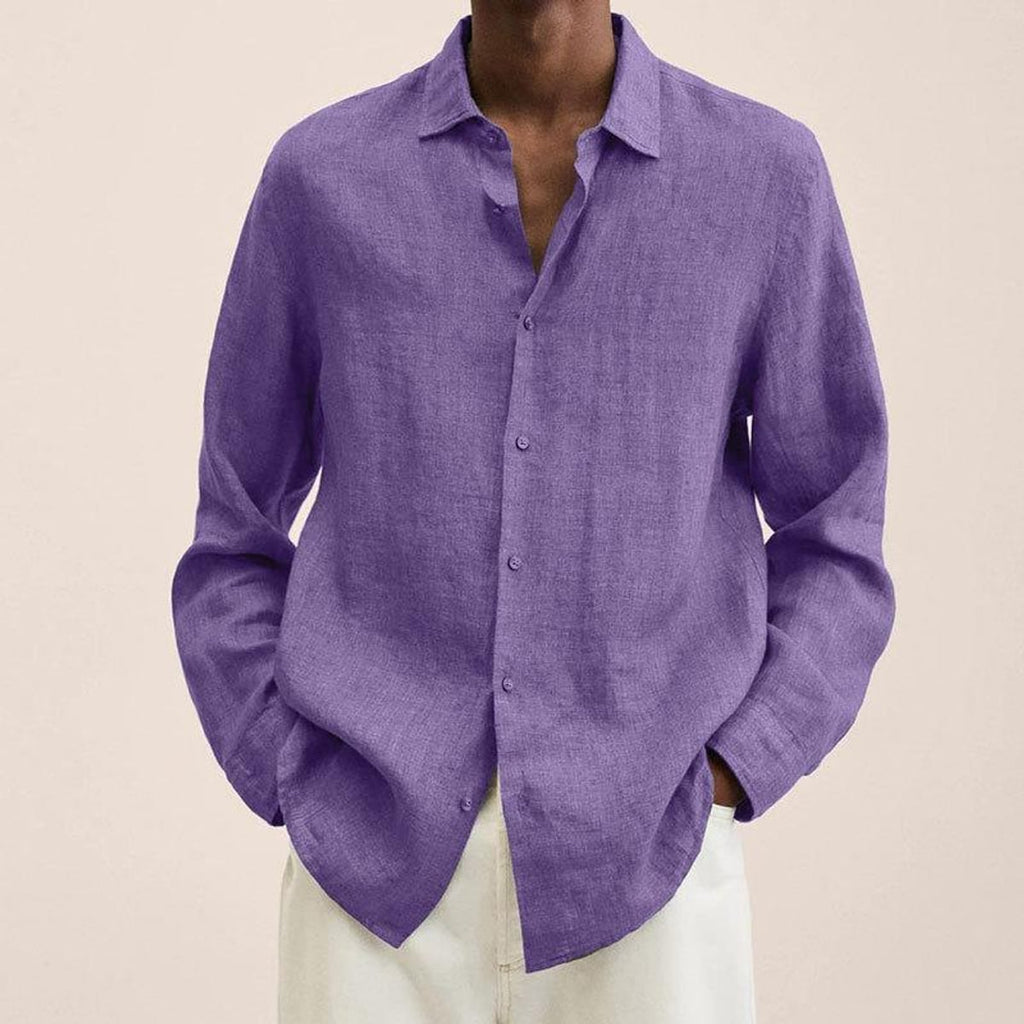 men's relaxed fit long sleeve shirt in purple