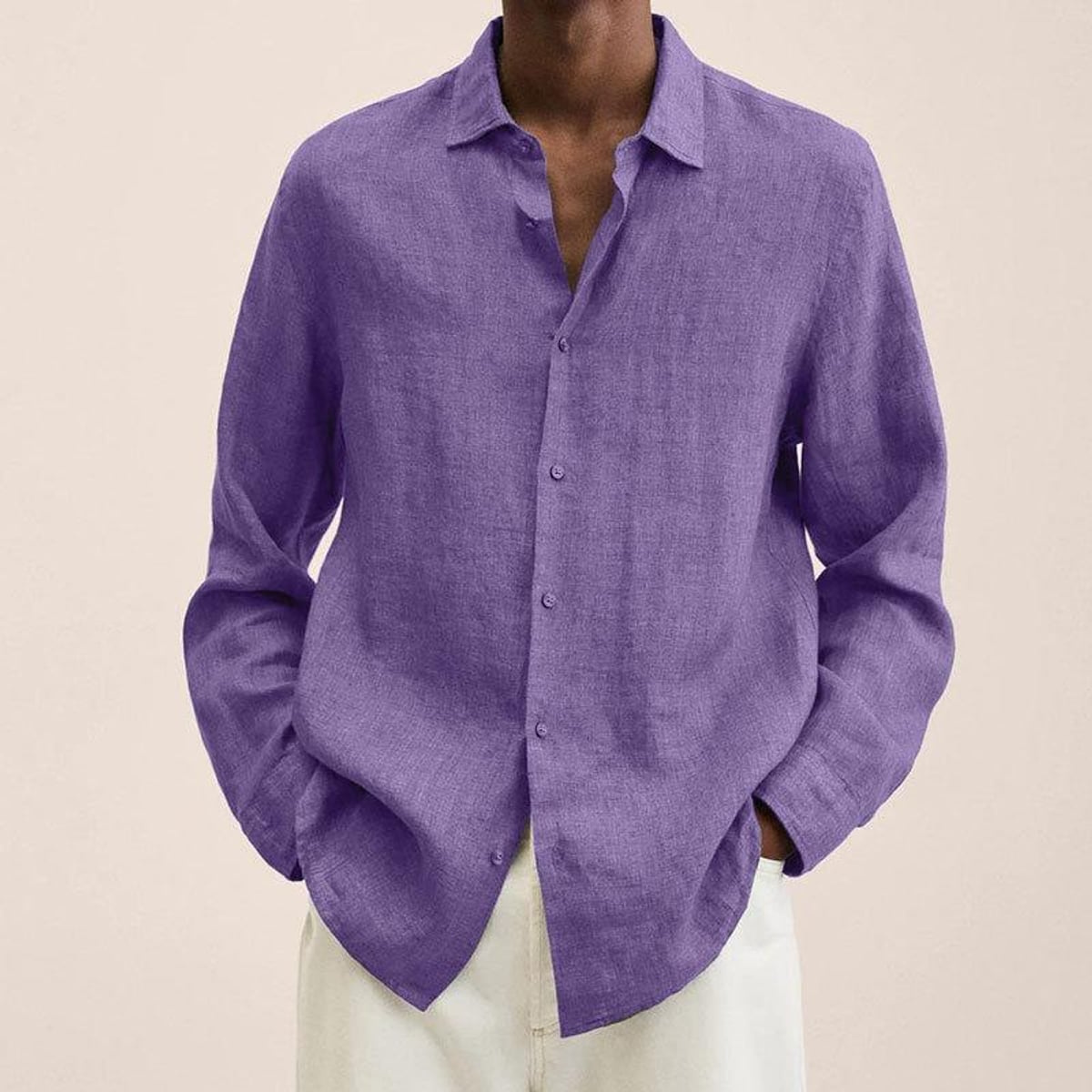 men's relaxed fit long sleeve shirt in purple