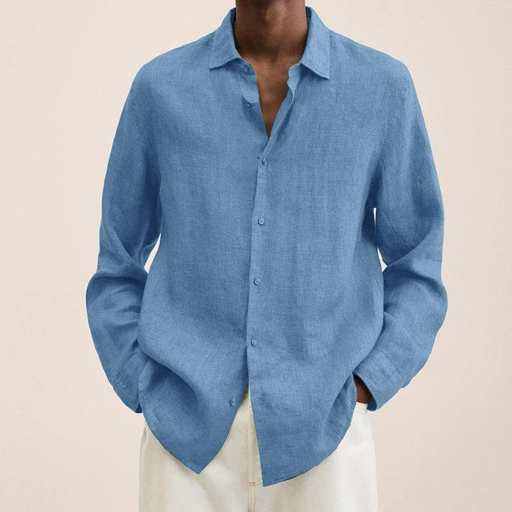 men's relaxed fit long sleeve shirt in light blue