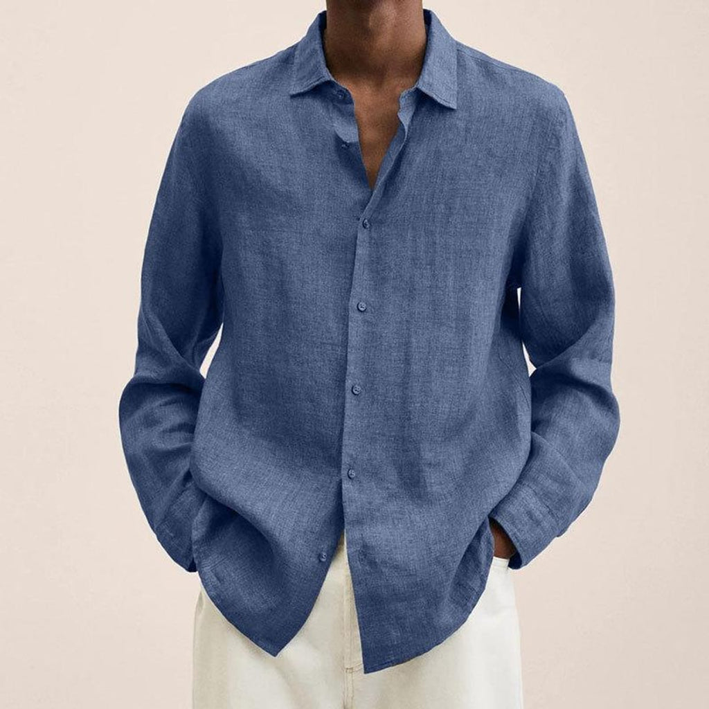 men's relaxed fit long sleeve shirt in blue