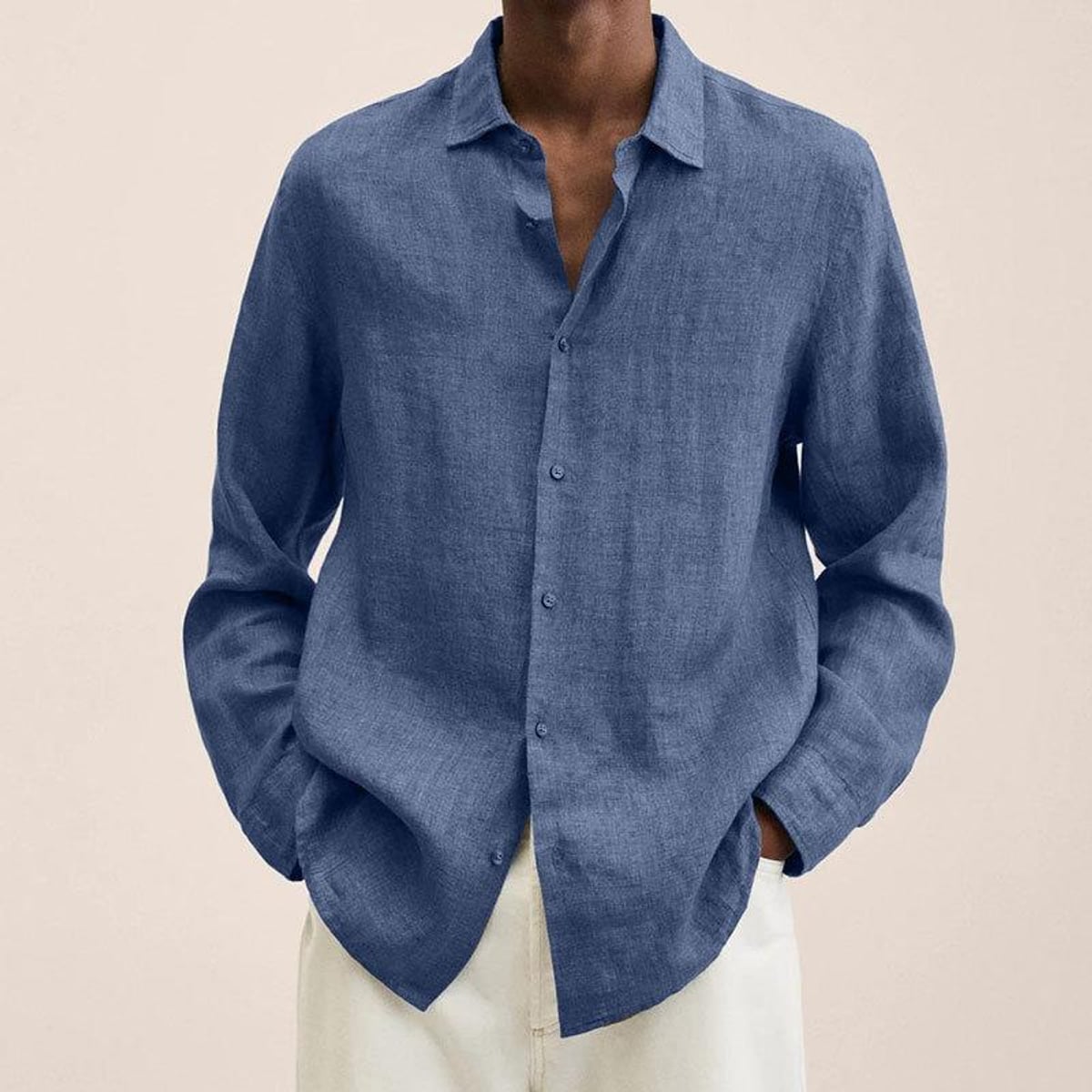 men's relaxed fit long sleeve shirt in blue