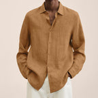 men's relaxed fit long sleeve shirt in light brown
