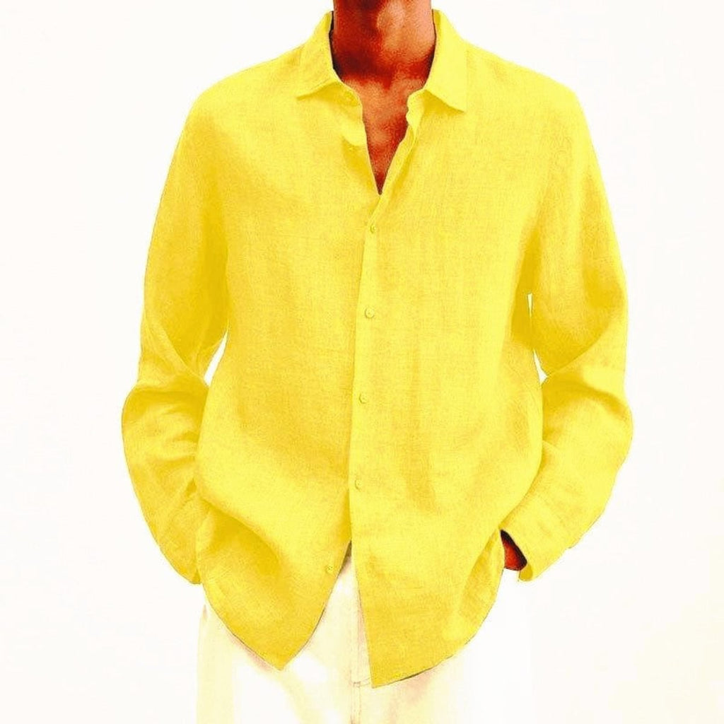 men's relaxed fit long sleeve shirt in yellow