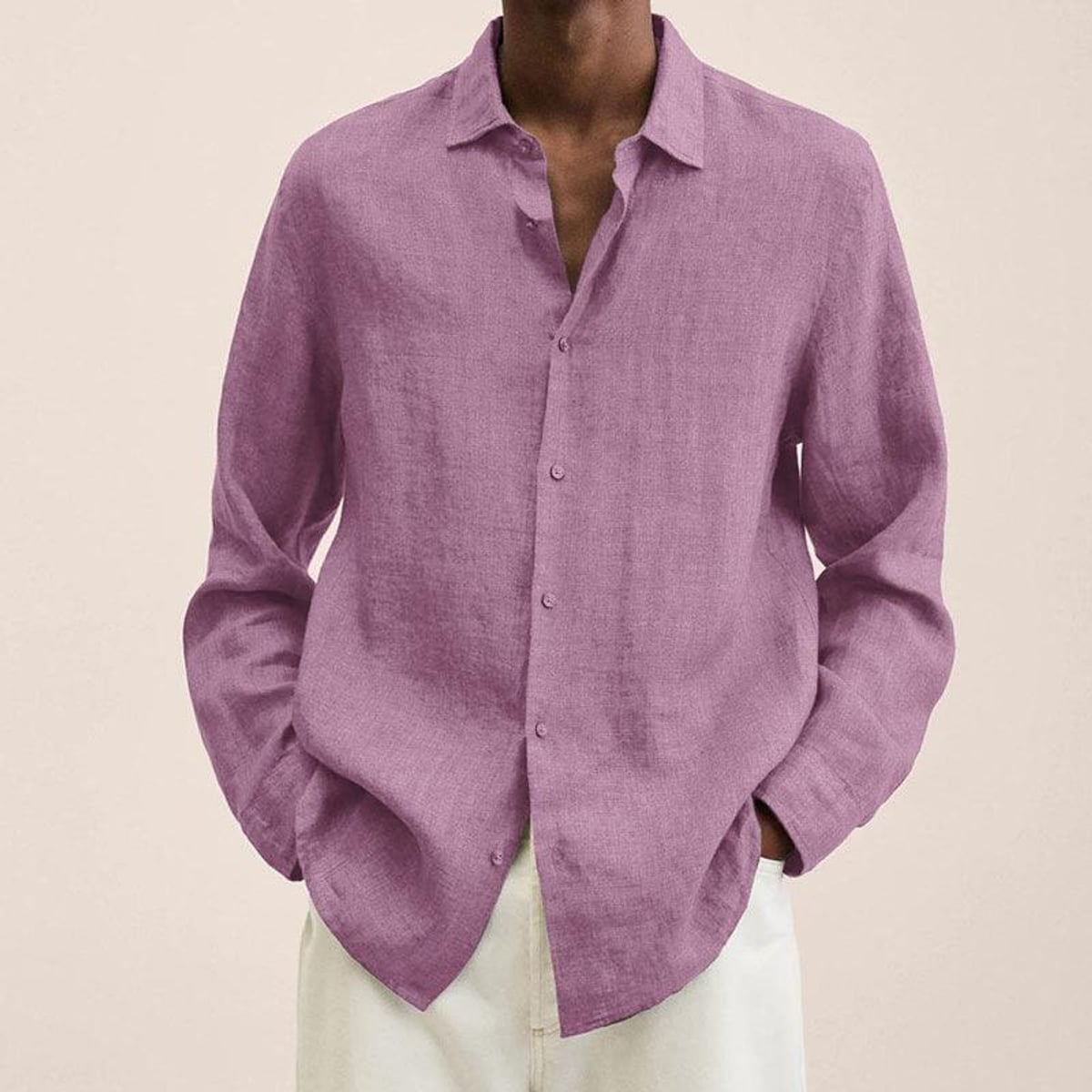 men's relaxed fit long sleeve shirt in pink