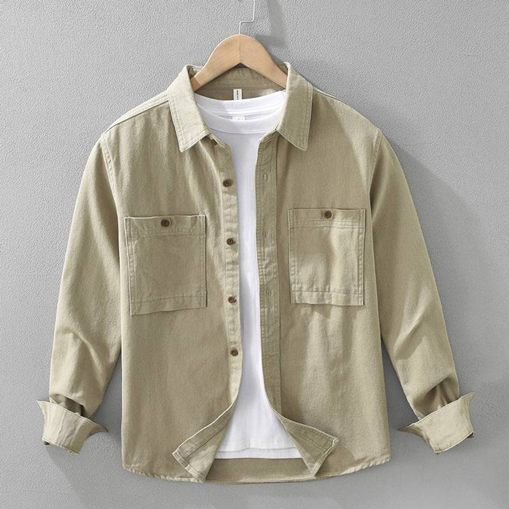 men's relaxed fit overshirt in light khaki