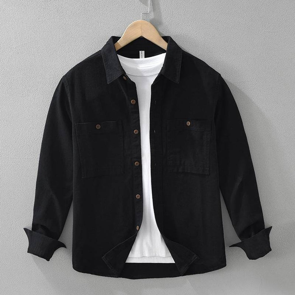 men's relaxed fit overshirt in black