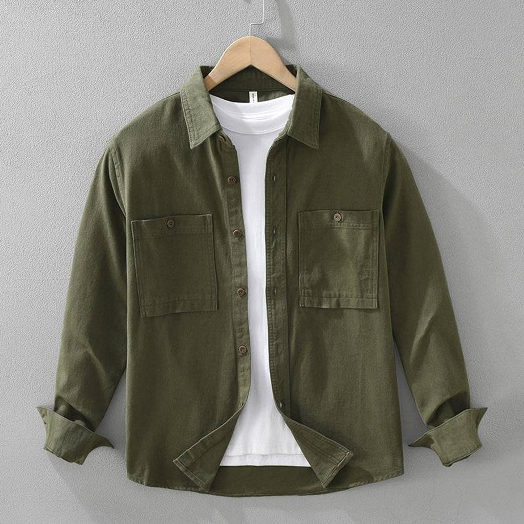 men's relaxed fit overshirt in olive