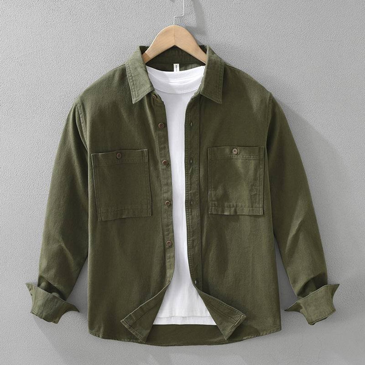 men's relaxed fit overshirt in olive