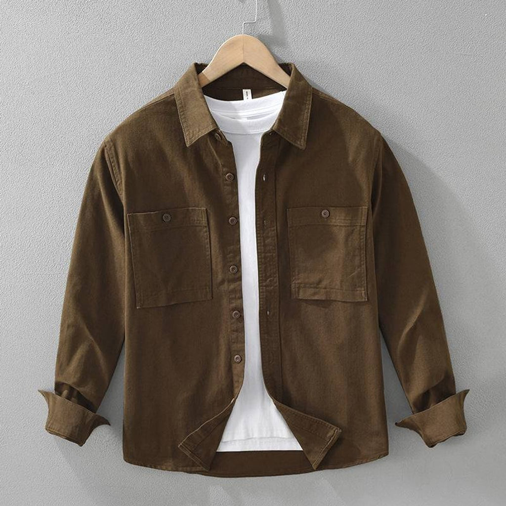 men's relaxed fit overshirt in dark brown
