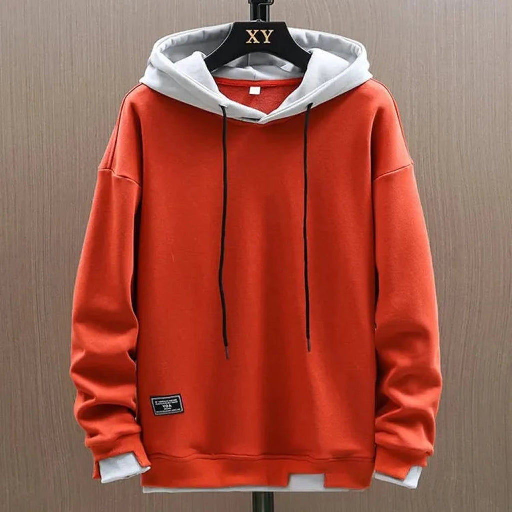 men's relaxed fit pullover classic hoodie in orange
