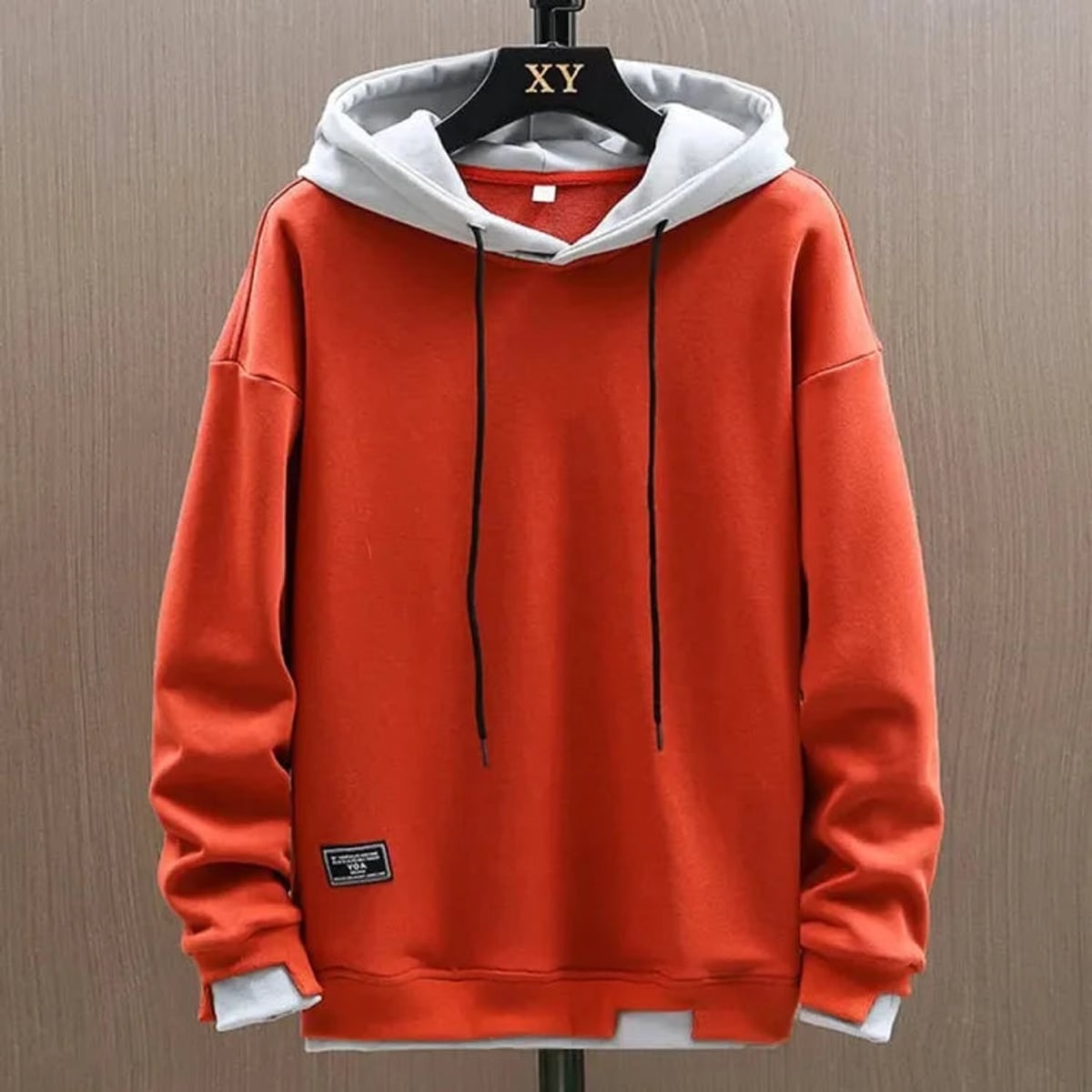 men's relaxed fit pullover classic hoodie in orange