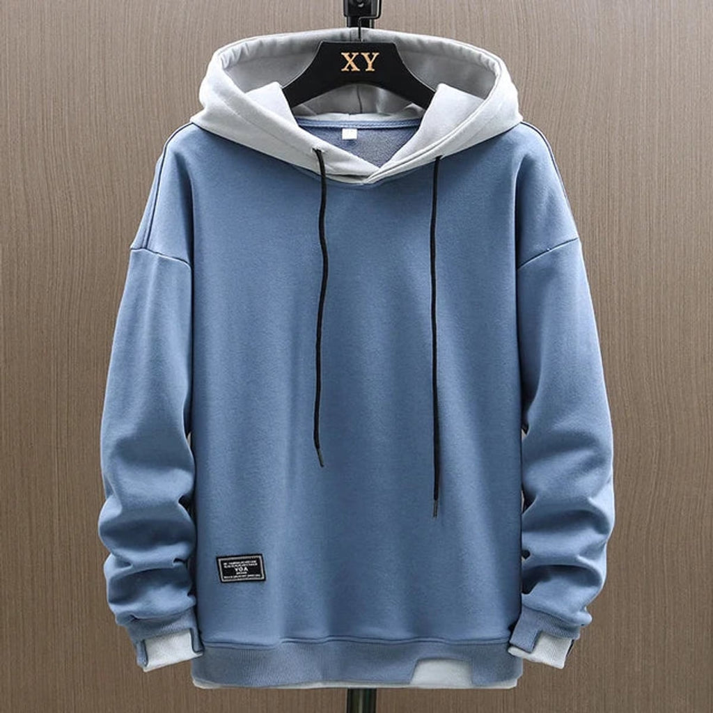 men's relaxed fit pullover hoodie in blue