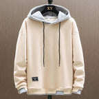 men's relaxed fit pullover hoodie in beige