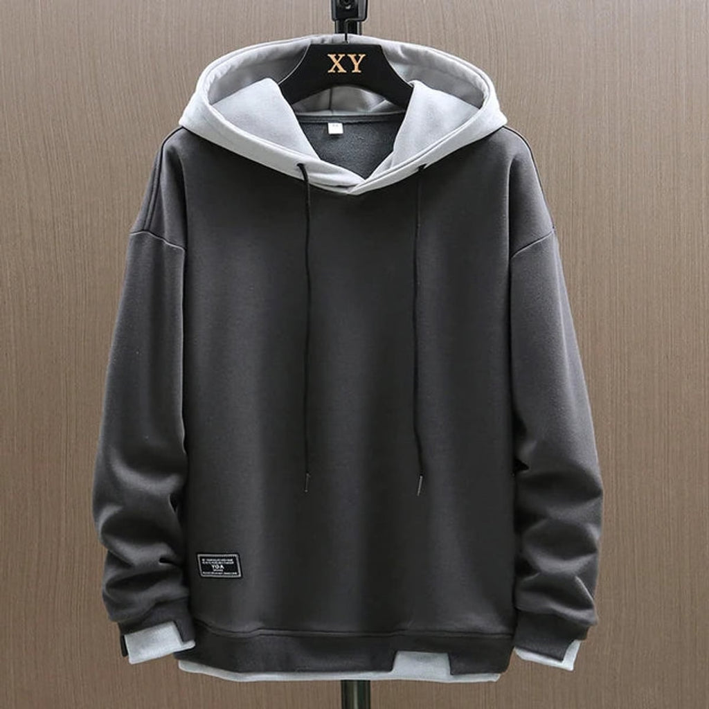 men's relaxed fit pullover hoodie in gray
