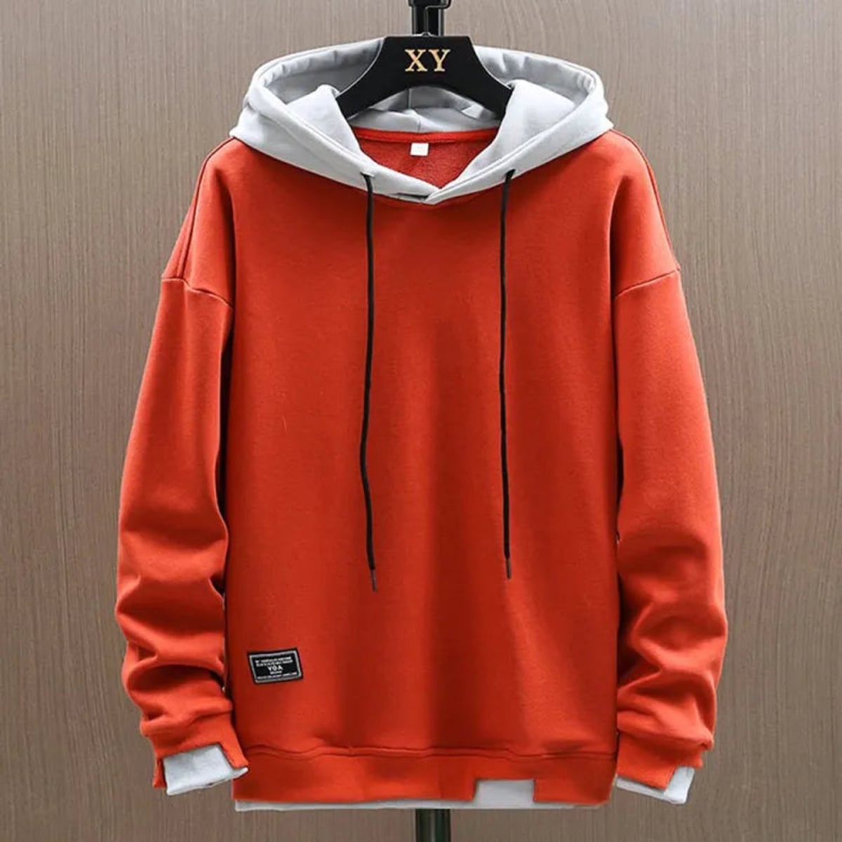 men's relaxed fit pullover hoodie in orange