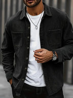 men's relaxed fit shirt jacket in black