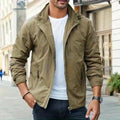 men's relaxed fit stand collar jacket in khaki