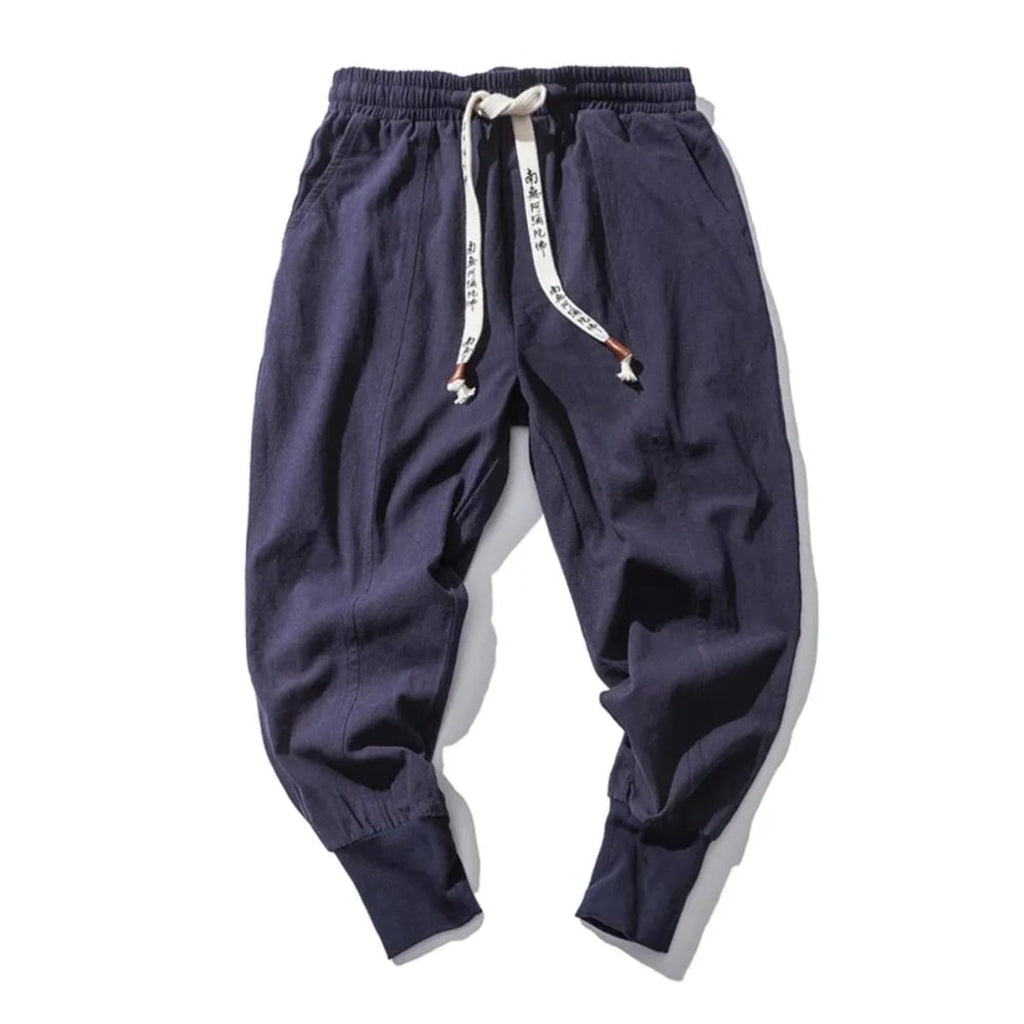 men's relaxed fit tapered harem trousers in navy