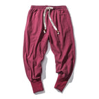 men's relaxed fit tapered harem trousers in red