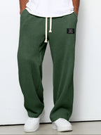 men's relaxed fit wide leg jogger trousers in dark green