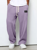 men's relaxed fit wide leg jogger trousers in purple