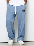 men's relaxed fit wide leg jogger trousers in sky blue