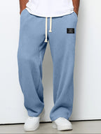 men's relaxed fit wide leg jogger trousers in sky blue