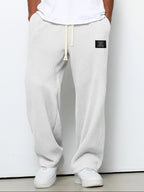 men's relaxed fit wide leg jogger trousers in white