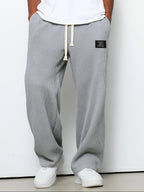 men's relaxed fit wide leg jogger trousers in gray