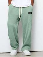 men's relaxed fit wide leg jogger trousers in green