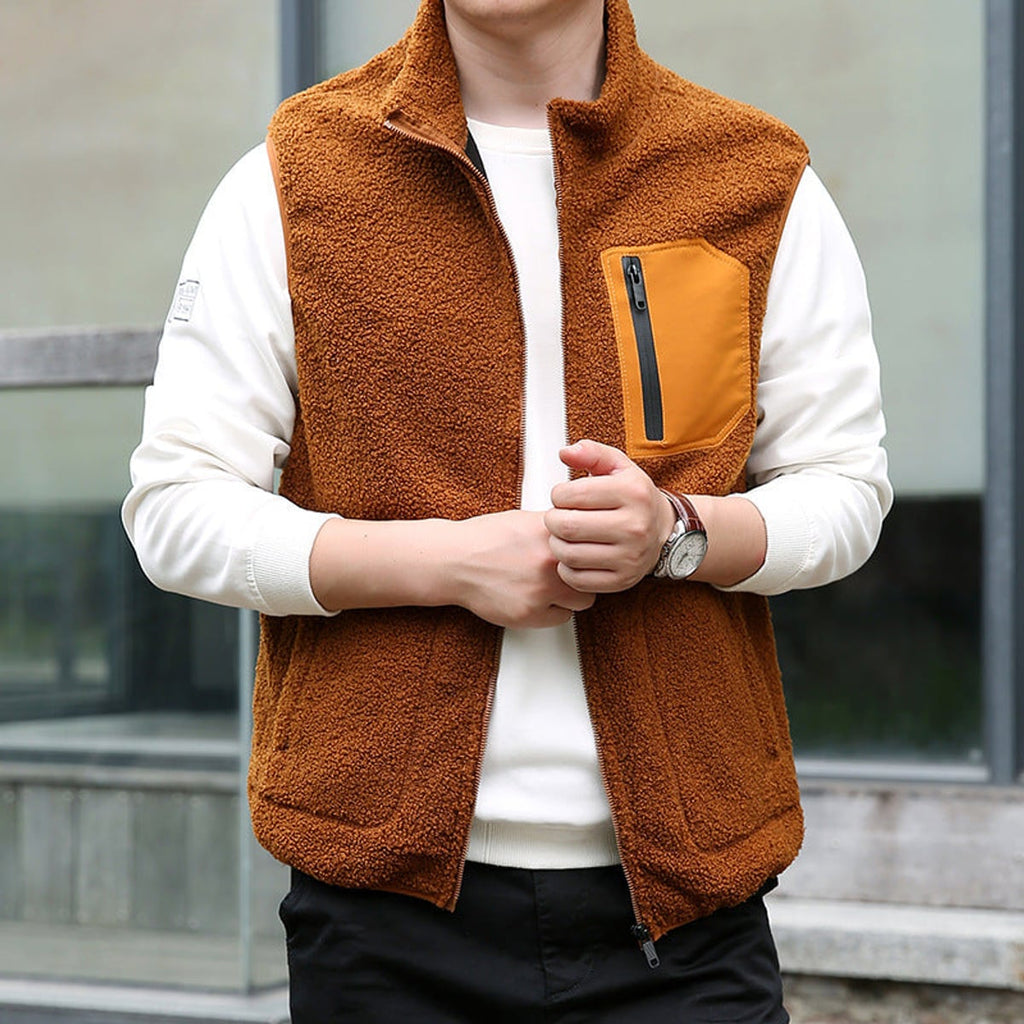 men's relaxed fit zip-up gilet yellow