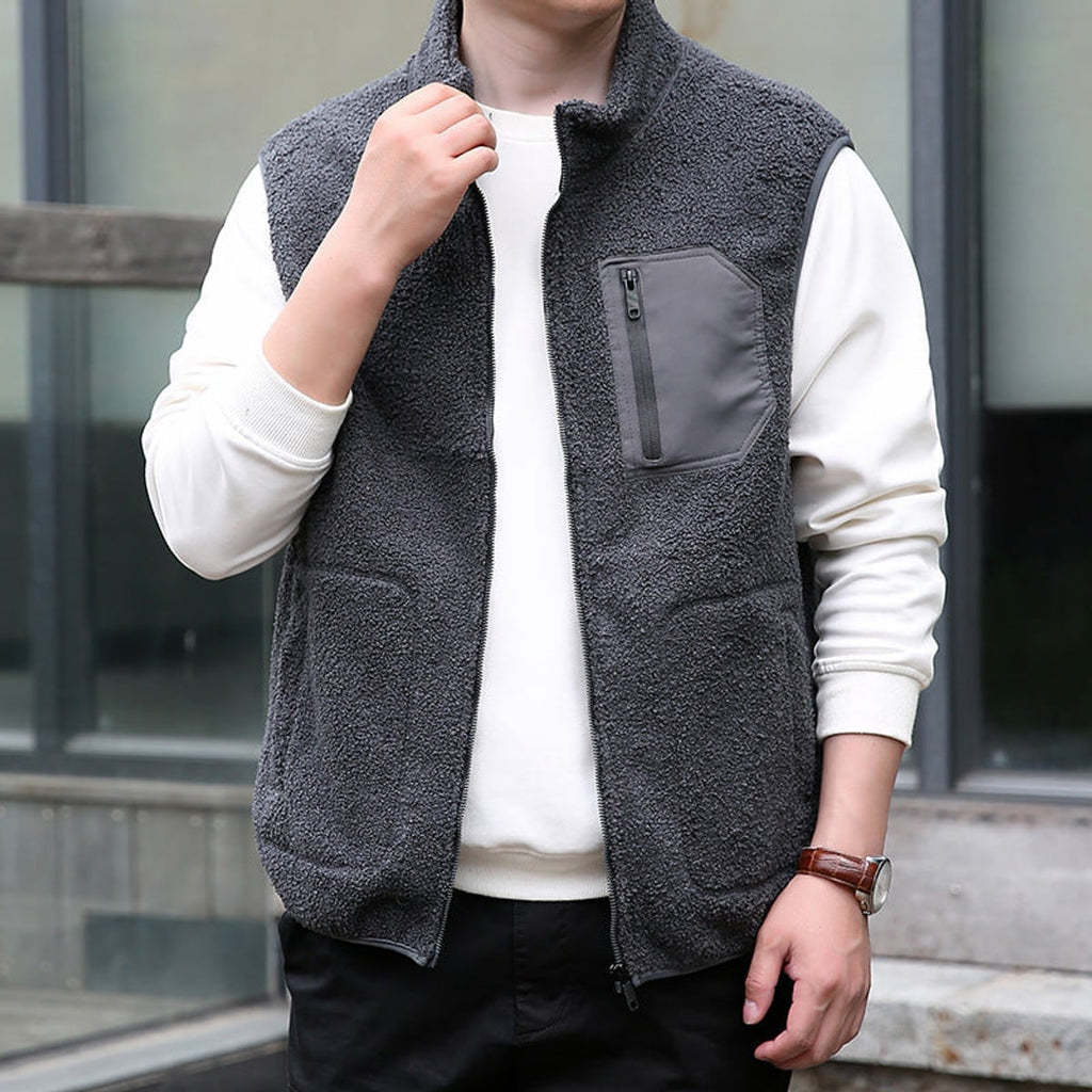 men's relaxed fit zip-up gilet dark gray