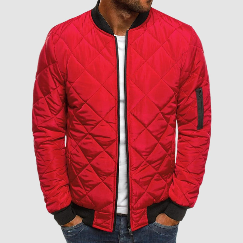 men's relaxed fit zip-up jacket in red