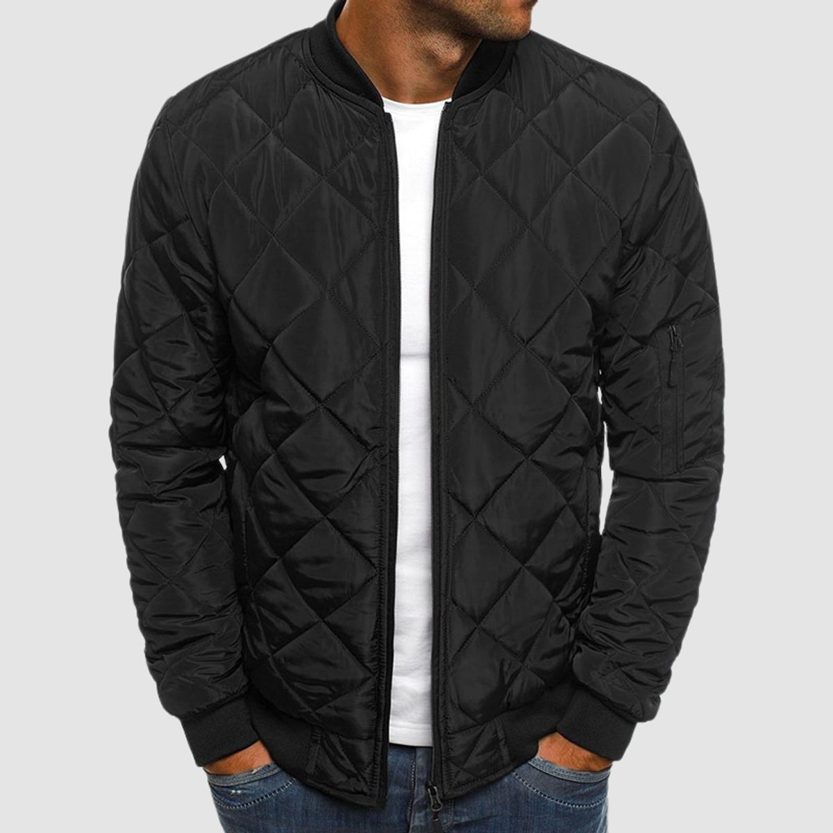 men's relaxed fit zip-up jacket in black