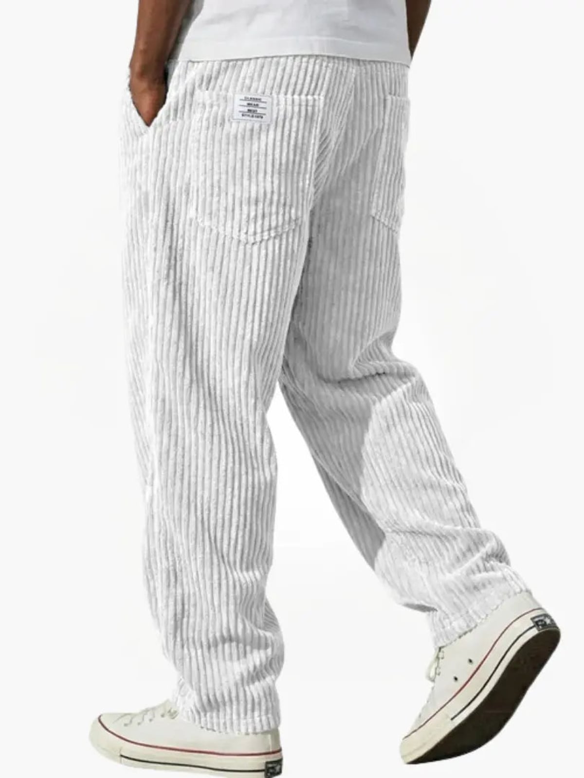 men's relaxed wide leg trousers in white