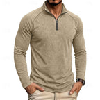men's relaxed zip-neck top in khaki