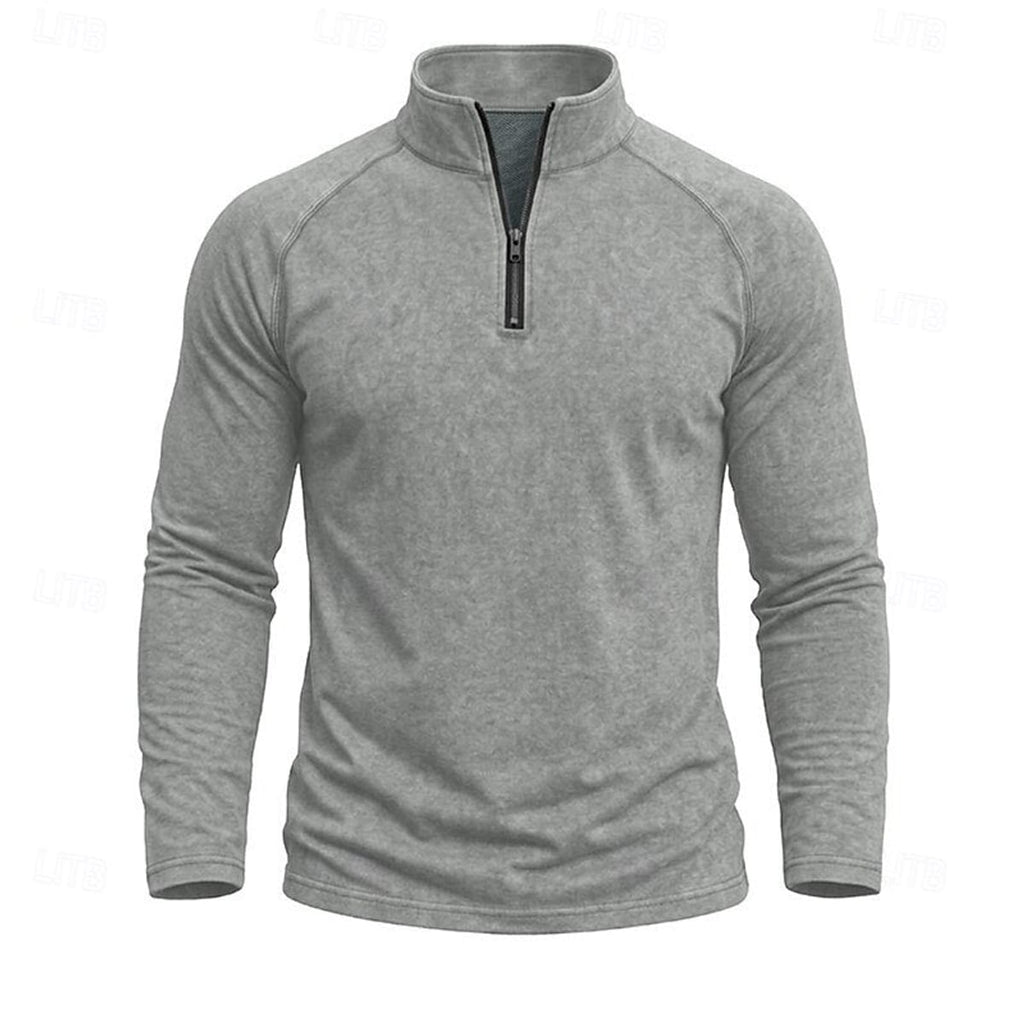 men's relaxed zip-neck top