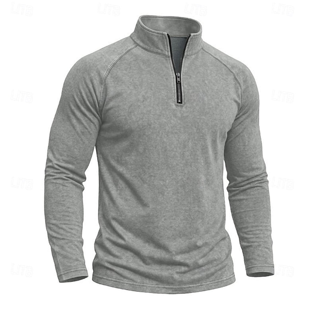 men's relaxed zip-neck top