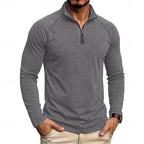 men's relaxed zip-neck top in dark gray