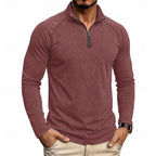 men's relaxed zip-neck top in wine