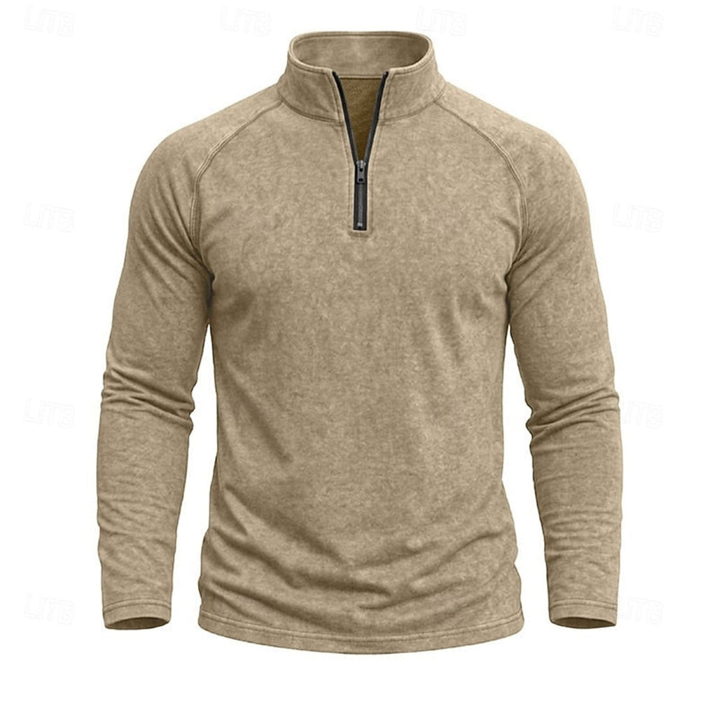 men's relaxed zip-neck top
