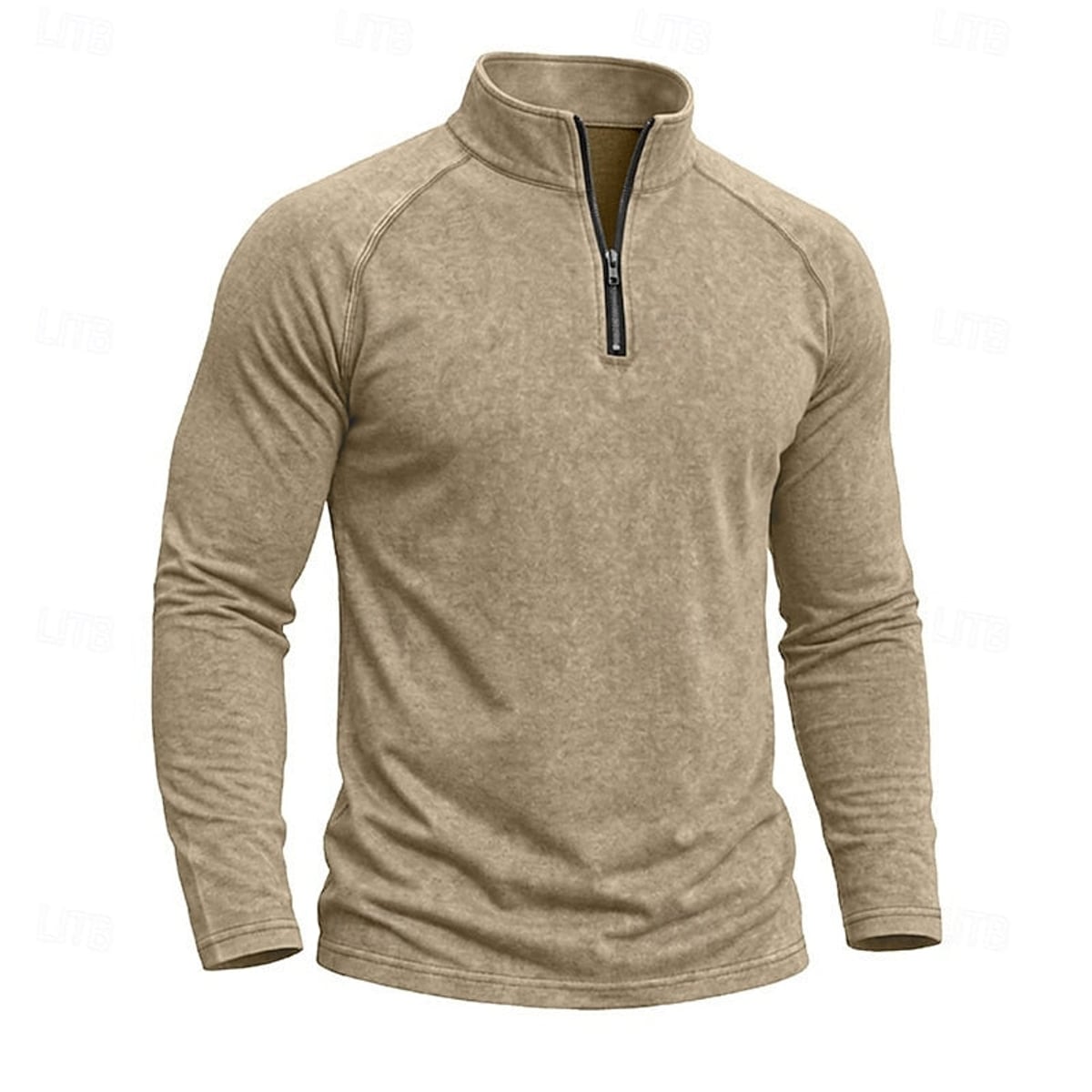 men's relaxed zip-neck top